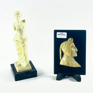 Figura Clásica de Dama y Busto de Perfil en Marmolina - imagen 1