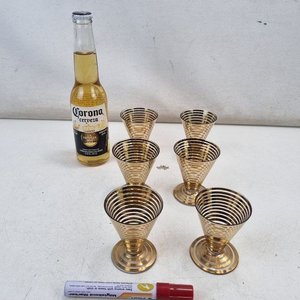 Set de 6 Copas de Vidrio con Diseño Espiral Dorado - imagen 1