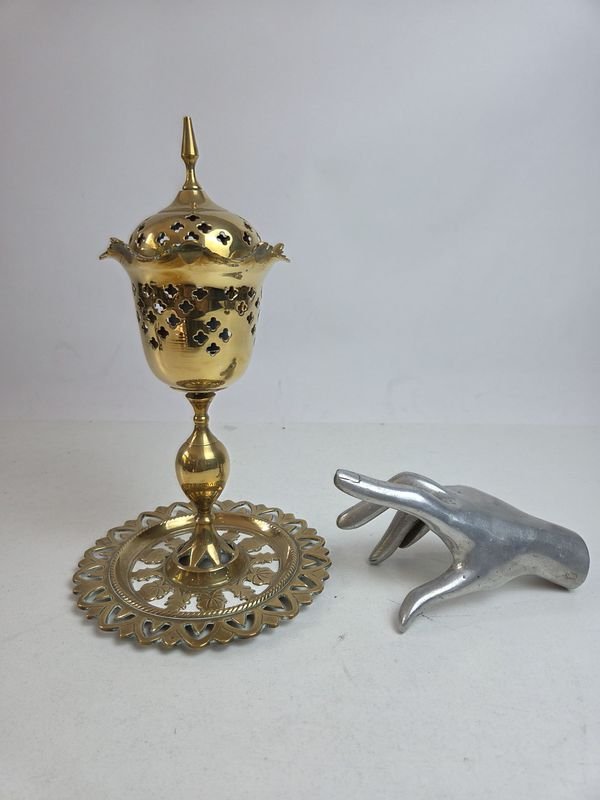Lámpara de aceite de bronce con pedestal - imagen 2