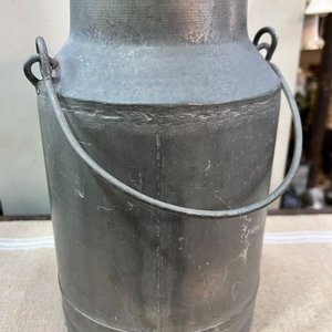Tarro Lechero Antiguo de Chapa Galvanizada con Tapa y Asa - imagen 2
