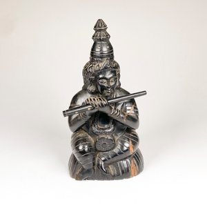 Figura de Madera Antigua: Diosa Tocando la Flauta, 26 cm - imagen 2