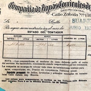 Antigua Factura Compañía de Aguas Corrientes de Montevideo Limitada - Junio 1923 - imagen 3