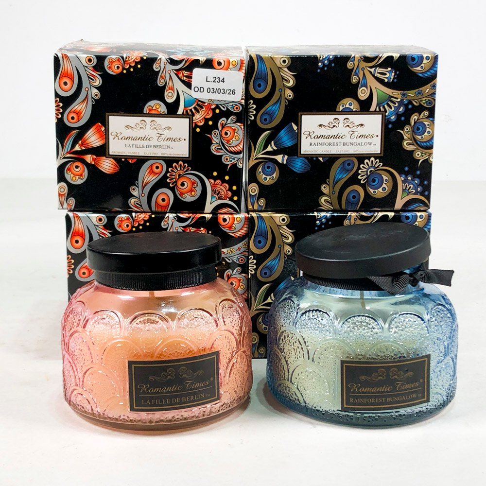 Lote anterior: Cuatro velas aromáticas en frasco de vidrio con tapa