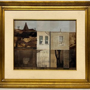 Oleo "Fachada" de Jorge Ruano, 1982 - 33 x 41 cm - imagen 2