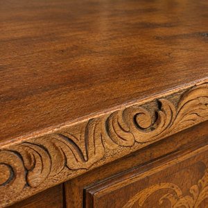 Aparador Antiguo de Madera con Marquetería Ornamental y Copete Tallado - imagen 5