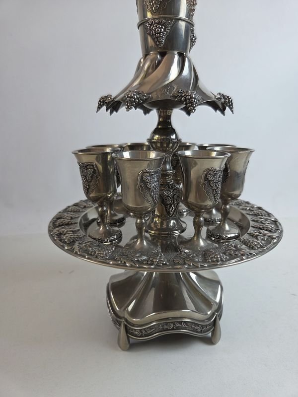 Juego divisor de vino Kiddush chapado en plata - imagen 5
