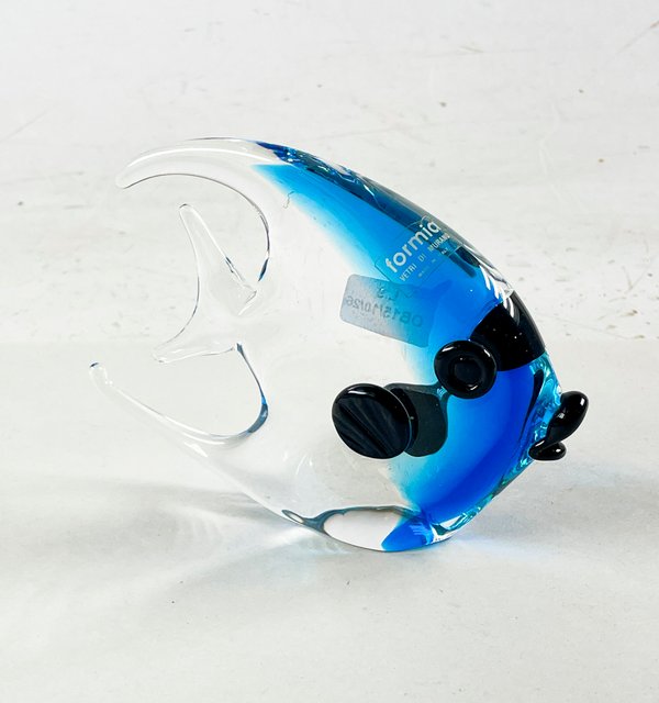 Figura Decorativa de Pez en Cristal Murano Azul y Negro - imagen 1