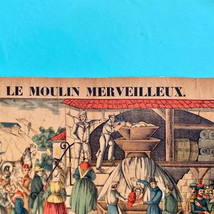 Lámina Francesa Antigua "Le Moulin Merveilleux" - Tema Satírico y Folclórico - imagen 3