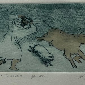 Grabado "Los Jejenes, Éxodo" de Luis A. Solari (1983) - imagen 1