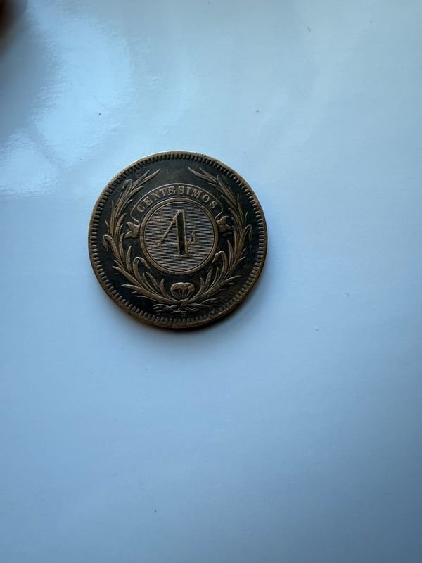 Moneda de 4 centésimos de plata del año 1869 en perfecto estado - imagen 2