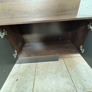 Rack de MDF Marrón y Negro con Estantes y 2 Puertas - imagen 3