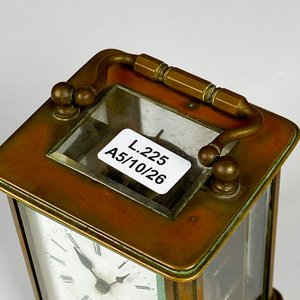 Reloj de viaje bronce y cristal , a cuerda con despertador altura 14 cm (esfera avería y vidrio frente) - imagen 4