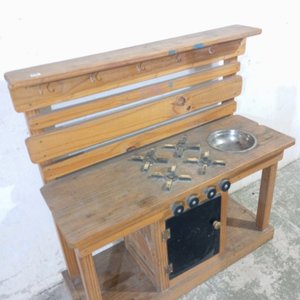 Cocina Infantil Rústica de Madera con Horno, Pileta y Accesorios - imagen 4