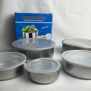 Set de 5 Tuppers Redondos de Acero Inoxidable con Tapas - imagen 4