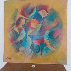 Lote siguiente: Oleo sobre cartón abstracto firmado LPI '94