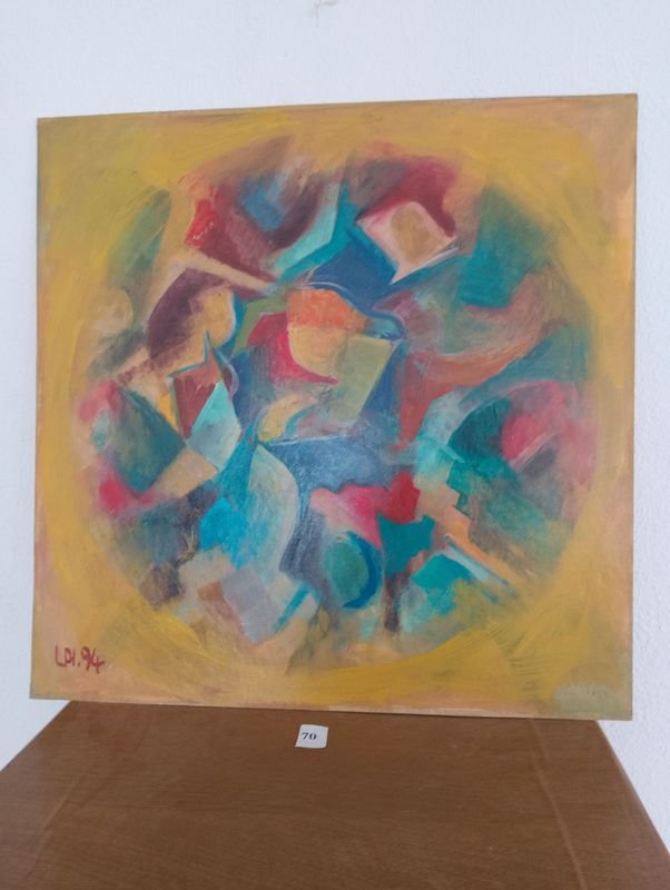 Oleo sobre cartón abstracto firmado LPI '94