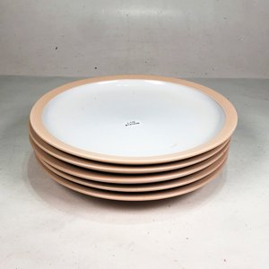 Conjunto de 5 Platos de Porcelana Blancos con Borde Rosado - imagen 2