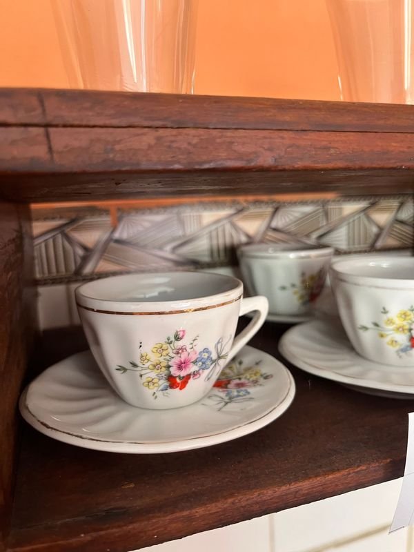 LOTE REPISA MADERA + JUEGO CAFÉ 8 PCS+3 MEDIDAS - imagen 2