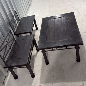 Juego de Jardín Metálico y Madera Oscura - imagen 3