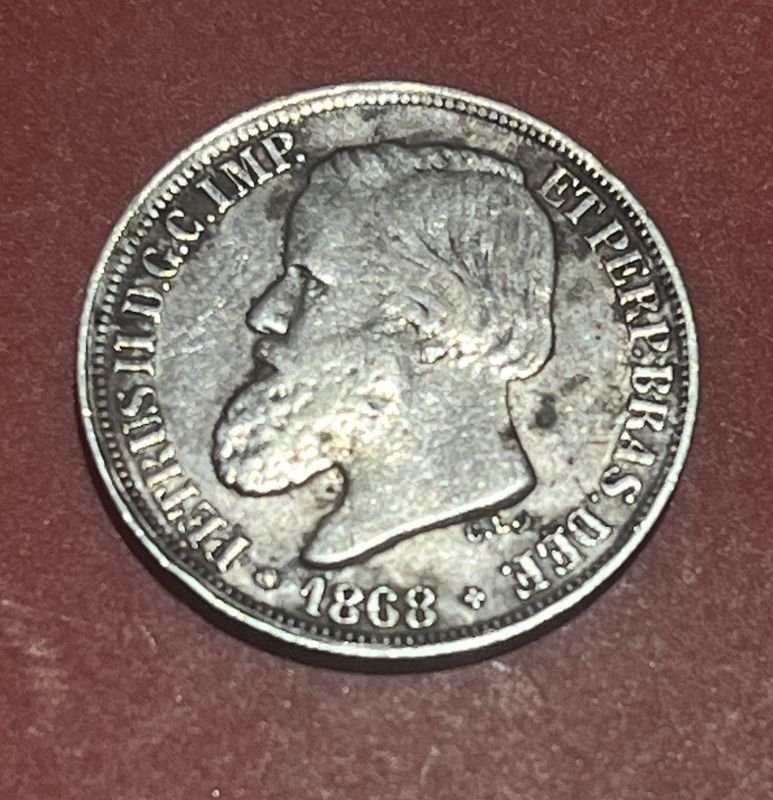 Moneda de Brasil de Plata 200 reis 1868 - imagen 2