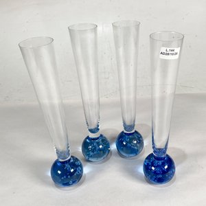 Juego de 4 Violeteros de Vidrio Transparente con Base Azul - imagen 3