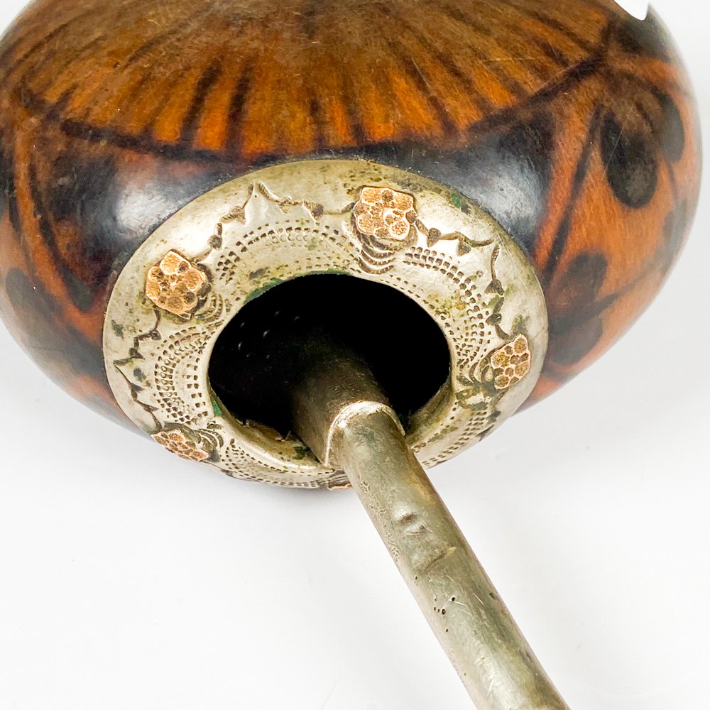 Mate galleta virola plata y oro con bombilla plata - imagen 3