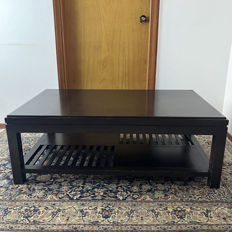 Mesa ratona en madera color tabaco con estante inferior - imagen 5
