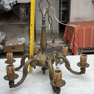 Candelabro de Techo Antiguo de Bronce con 6 Brazos Ornamentales - imagen 10
