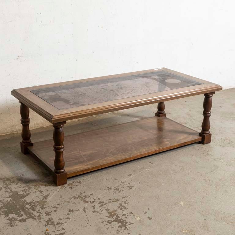 Mesa de Living con Tapa de Vidrio y Estante Inferior