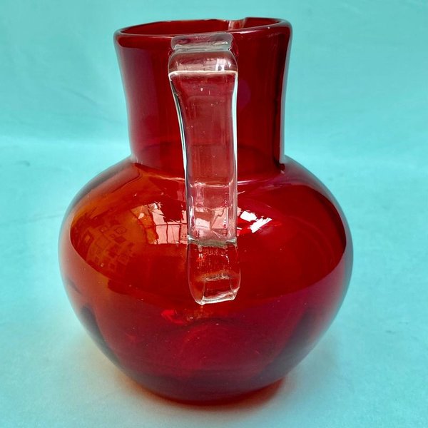 Jarra francesa de vidrio rojo rubí para decorar o usar - imagen 3