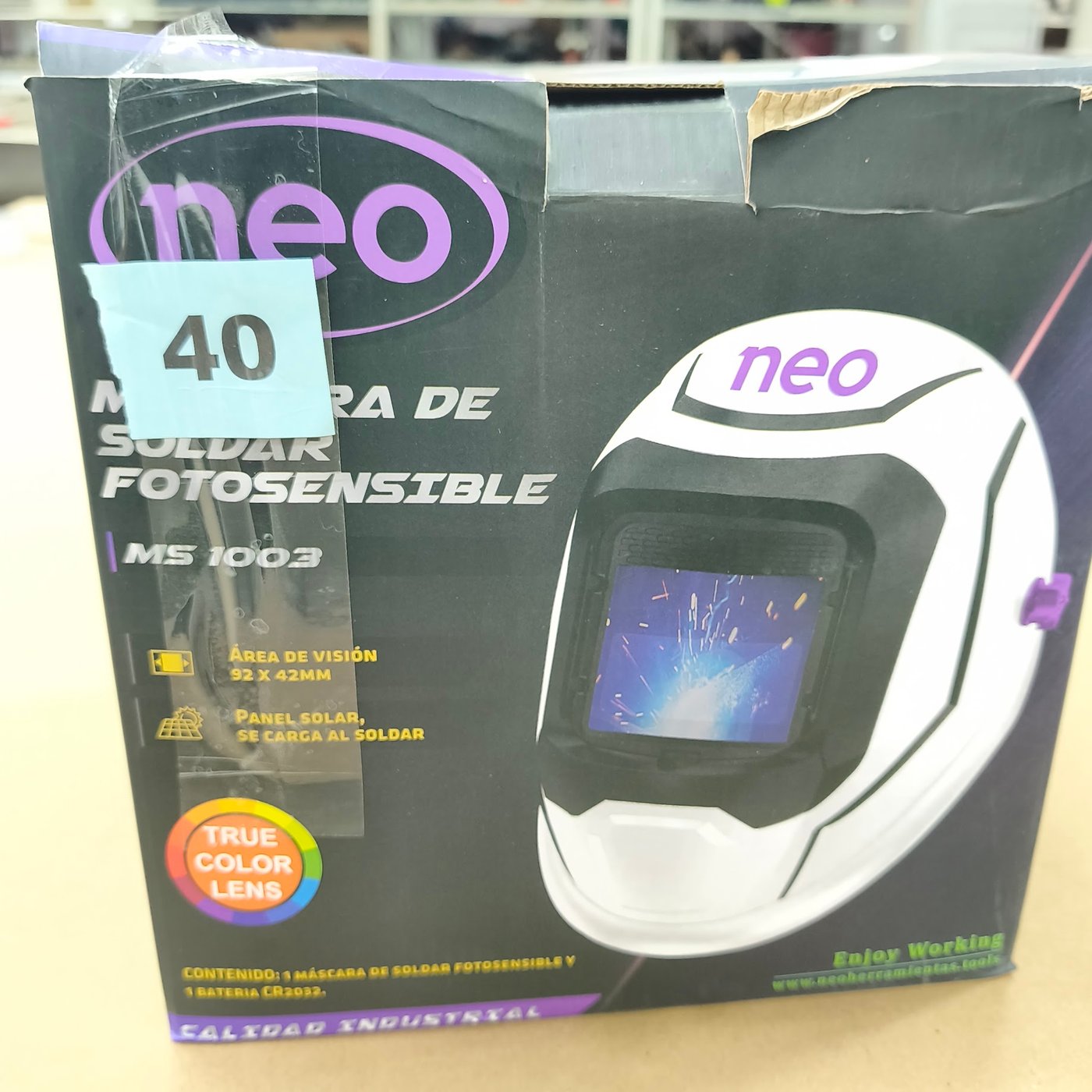 Máscara de Soldar Fotosensible Neo con Visor Frontal