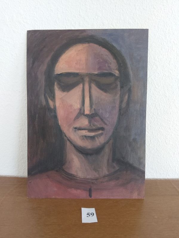 Retrato al óleo sobre cartón de Luis Pérez Iglesias