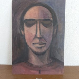 Retrato al óleo sobre cartón de Luis Pérez Iglesias - imagen 1