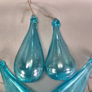 Lote de 8 Adornos Colgantes de Vidrio Soplado Azul Tipo Pera Gordiola - imagen 3