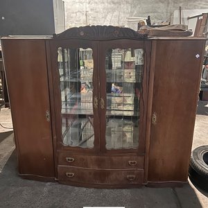 Cristalero Antiguo de Madera con Patas Desmontables - imagen 4