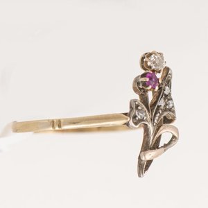 Anillo Oro 18k con Brillante, Rubí y Diamantes - imagen 2