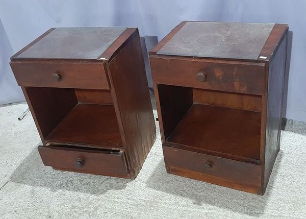 Juego de 2 Mesas de Luz con Cajón y Estante - imagen 1