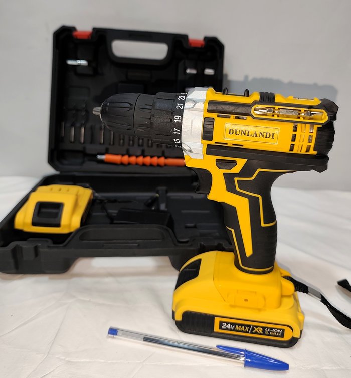 Taladro Recargable DUNLANDI 24V con 2 Baterías de Litio y Accesorios