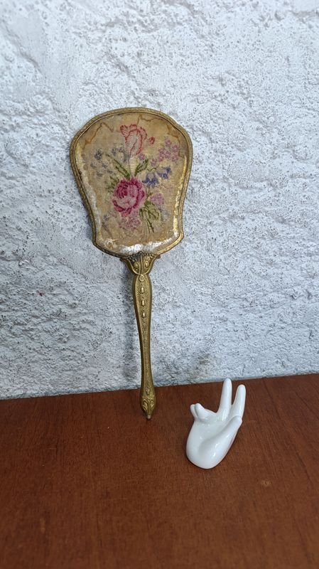 Antiguo Espejo Biselado Victoriano de Mano - imagen 2