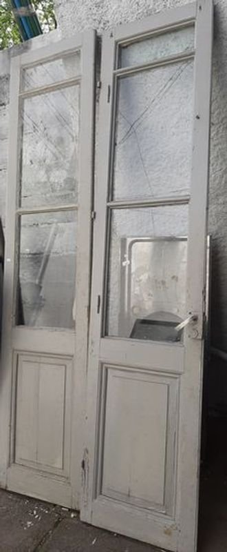 Puerta Doble de Madera con Marco Desarmado y Vidrios - imagen 1