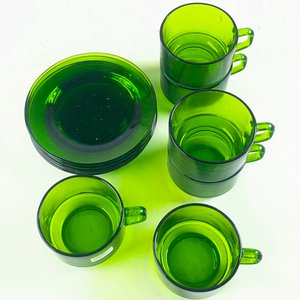 Juego de 6 Tazas y Platillos Durax de Vidrio Verde - imagen 2