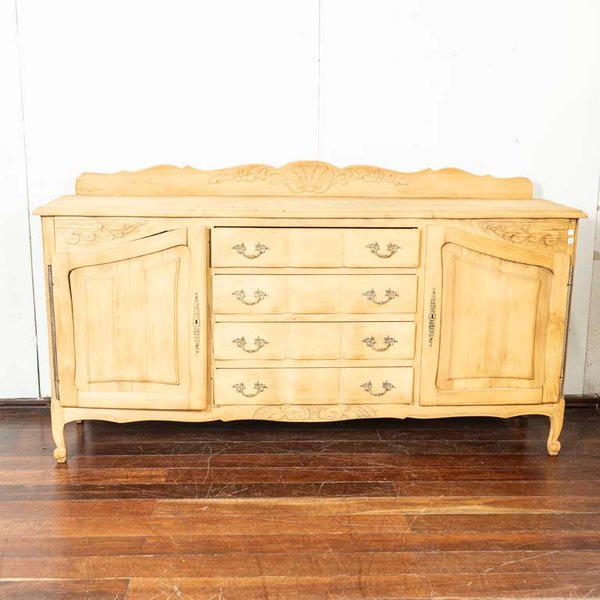 Aparador Provenzal de Madera Clara con 4 Cajones y 2 Puertas