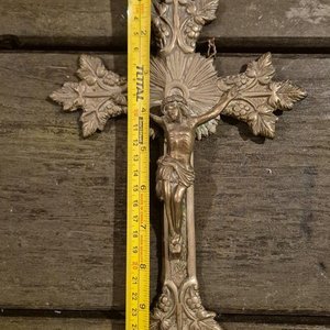 Antiguo Crucifijo Barroco de Bronce y Madera Noble - imagen 7