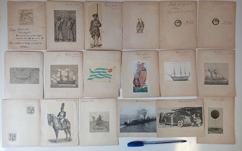 Lote de Postales Antiguas: Aviación Militar, Barcos y Uniformes (1924)