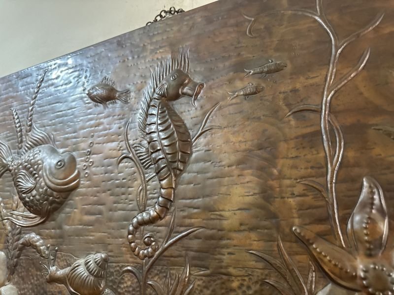 Cuadro en cobre con fauna marina en relieve - imagen 3