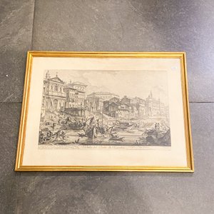 Grabado "Veduta del Porto di Ripetta" Puerto Roma, Marco Dorado 76x58 cm - imagen 2