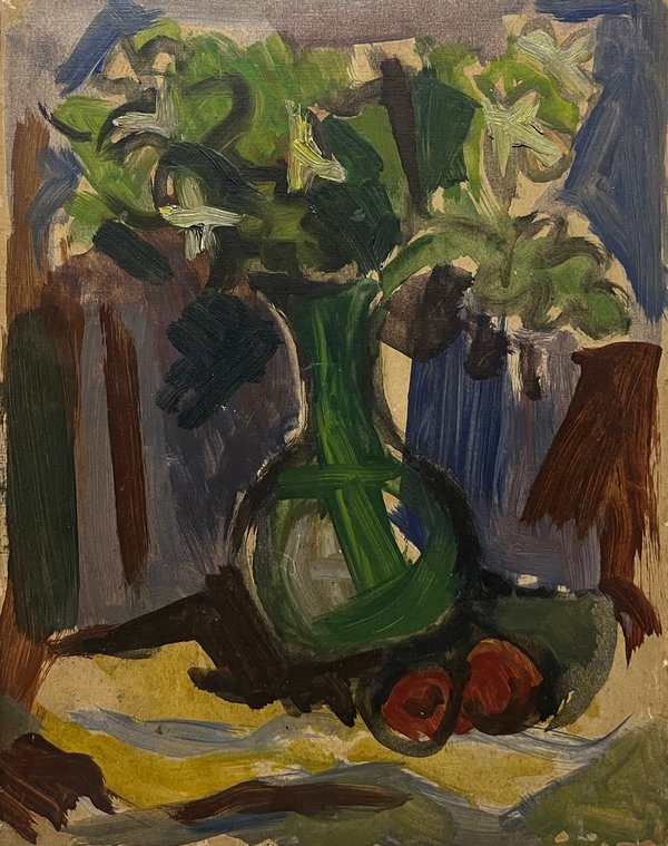 Miguel Angel Pareja "Florero Verde" Óleo sobre Cartón - imagen 1