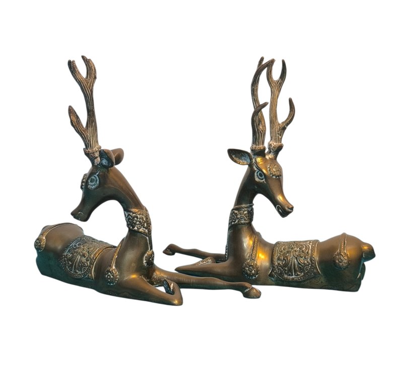Pareja de Cervos Ornamentados en Bronce Estilo Indo Persa - imagen 3