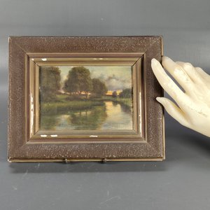 Pequeño Óleo Paisaje Fluvial Firmado "Amigo Vergel" y "J.B.B. 1904" con Marco - imagen 8