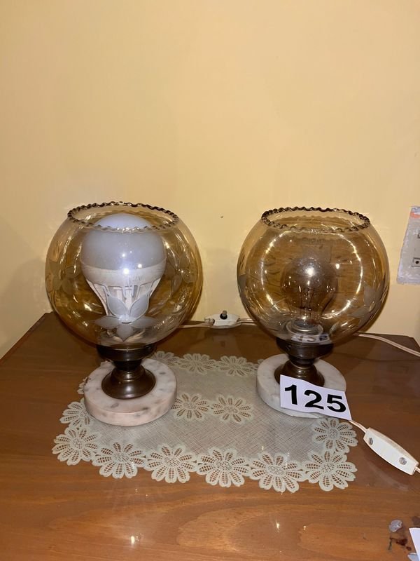 Lámparas de globo de vidrio con base de mármol - imagen 2